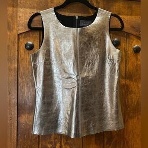 PATTERSON J. KINCAID PJK Metallic gold 💯% Lamb Leather Zip-Back Tank Top.